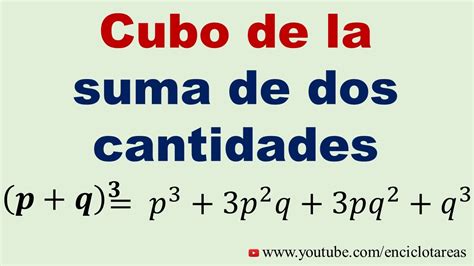 El cubo de la suma de dos números en lenguaje algebraico Educación Activa