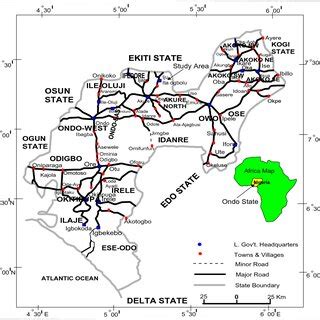 Location Map Of Ondo State Showing The Study Area Inset Map Of Africa