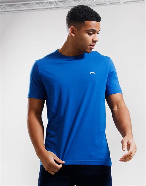 Boss Tee Curved T Shirt Medium Blue Terraces Menswear