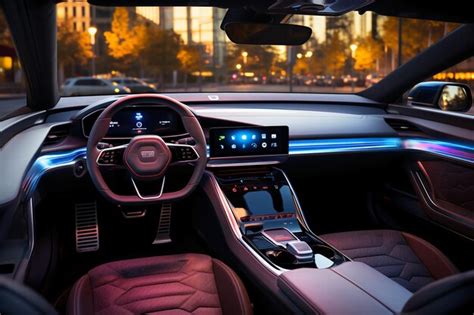 Premium AI Image | Interior car electric car Blue Modern hype realistic ...