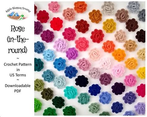 Rose in-the-round Crochet Pattern instant Download - Etsy