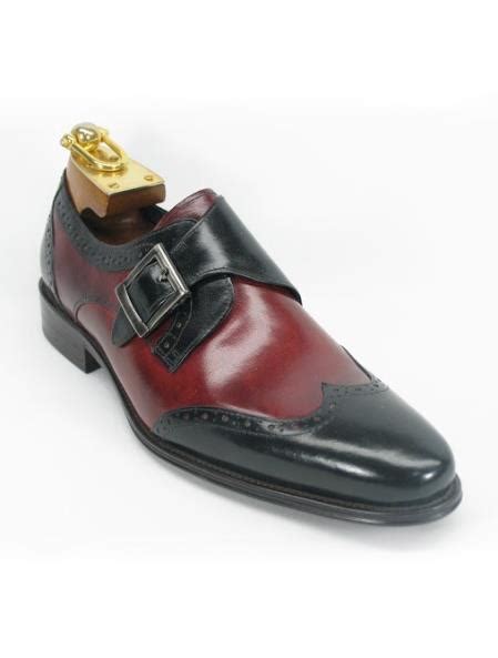 Mens Carrucci Black Maroon Dress Shoe ~ Burgundy Dress Shoe ~ Wine