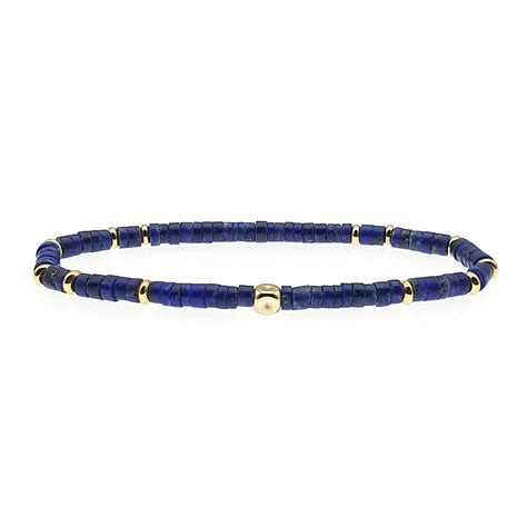 K Gold And Lapis Lazuli Heishi Bracelet For Men Uk Ommo London