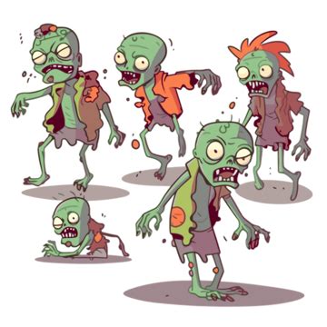 Zombies Clipart Varios Dibujos Animados De Zombies En Diferentes Poses