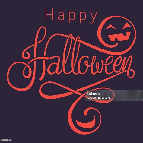 Two Tone Happy Halloween Lettering Card Stock Illustration Download