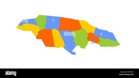 Jamaica political map of administrative divisions - parishes. Blank ...