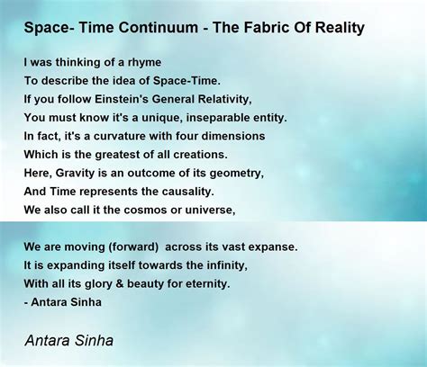 Space Time Continuum The Fabric Of Reality Poem By Antara Sinha