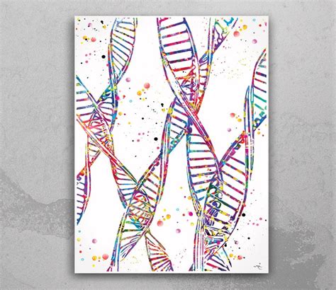 Dna Abstract Art Watercolor Print Dna Molecule Medical Wall Etsy Uk