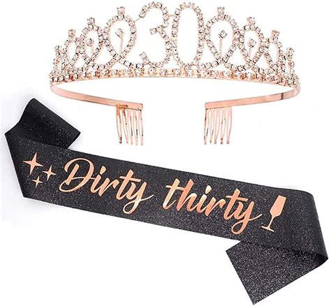 Dirty Thirty Sash Rhinestone Tiara Set 30th Birthday Sash And Gold