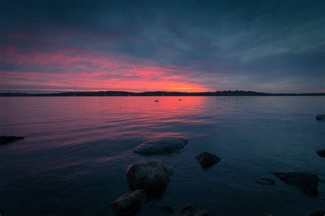 Hintergrundbilder Landschaft Sonnenuntergang Meer See Wasser