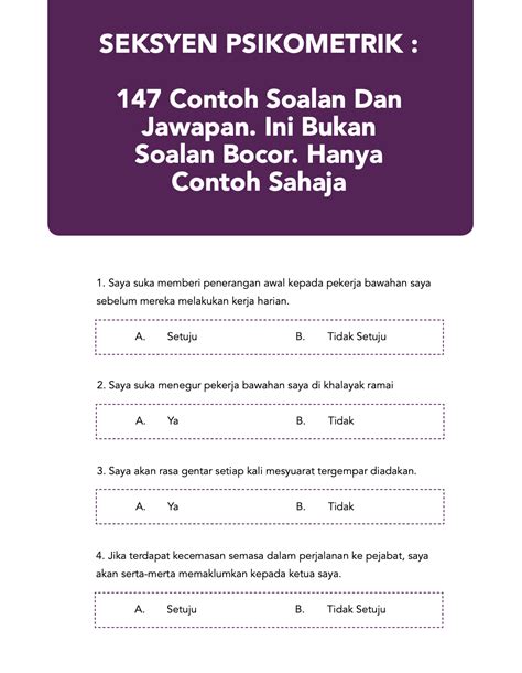 Contoh Soalan Ujian Psikometrik Ujian Psikometrik