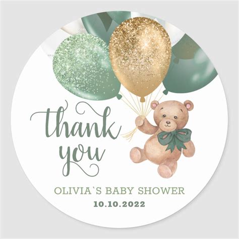 Teddy Bear Thank You Baby Shower Favor Gift Classic Round Sticker