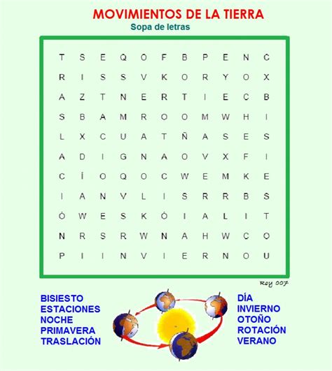 Movimientos De La Tierra Interactive Exercise Words Word Search