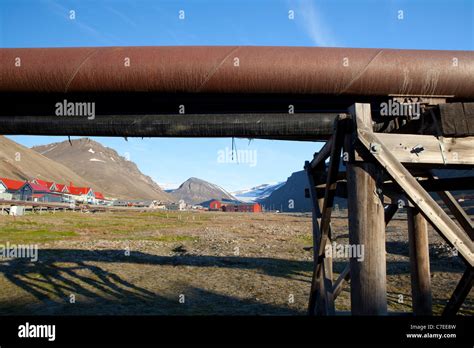 Thermal Heating Pipes In Longyearbyen Svalbard Stock Photo Alamy