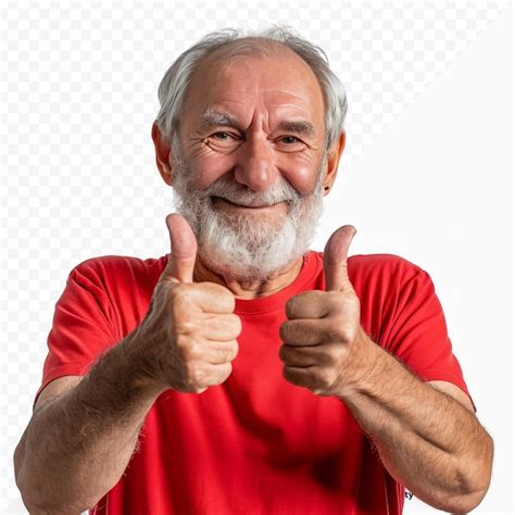 Hombre Mayor Con Camiseta Roja Sobre Fondo Aislado Haciendo Un Gesto