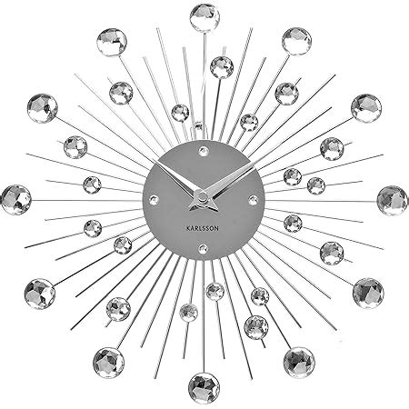 Karlsson Sunburst Wall Clock Silver Amazon Co Uk Home Kitchen