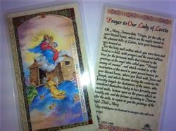 HOLY PRAYER CARDS FOR OUR LADY OF LORETO (NUESTRA SENORA DE LORETO) IN ...