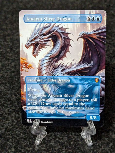 Ancient Silver Dragon Mtg Custom Proxyparky Artwork Sticker On Bulk