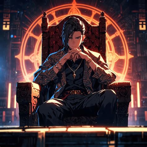 Premium Photo | An anime king sitting on his throne