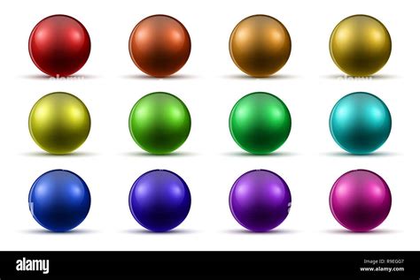 Set Of Colored Realistic Balls With Shadow Vector Illustration Glossy