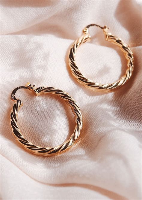 Large Gold Rope Twist Hoop Earrings Hollow Gold Hoop Earring Etsy