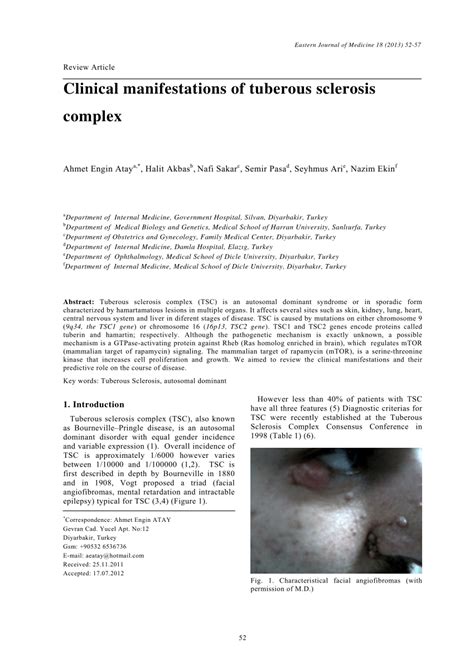 Pdf Clinical Manifestations Of Tuberous Sclerosis Complex Eastern