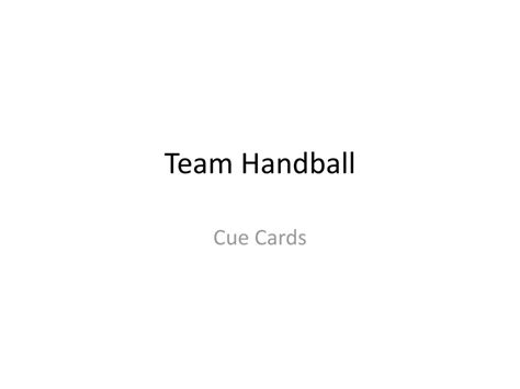 Team Handball Cue Cards Ppt Download