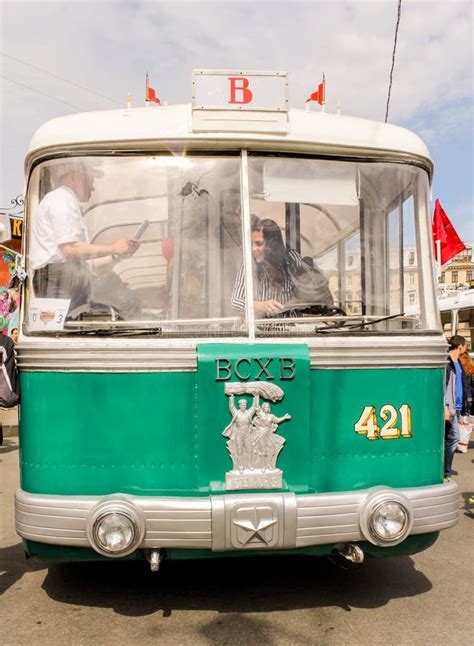 Soviet Trolleybus With Emblem Of Svarz Editorial Image Image Of Tire