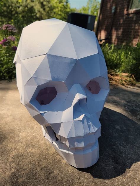 Low Poly Skull Papercraft Beginner Friendly 3d Model Kit Papercraft