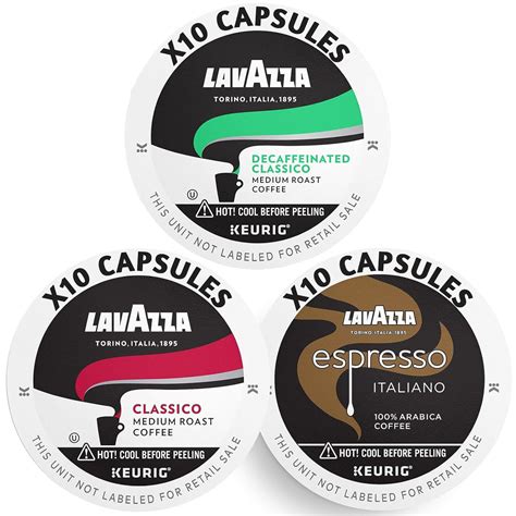 Lavazza K Cups Mix 30 Pods Espresso Italiano Classico Decaf 10ea