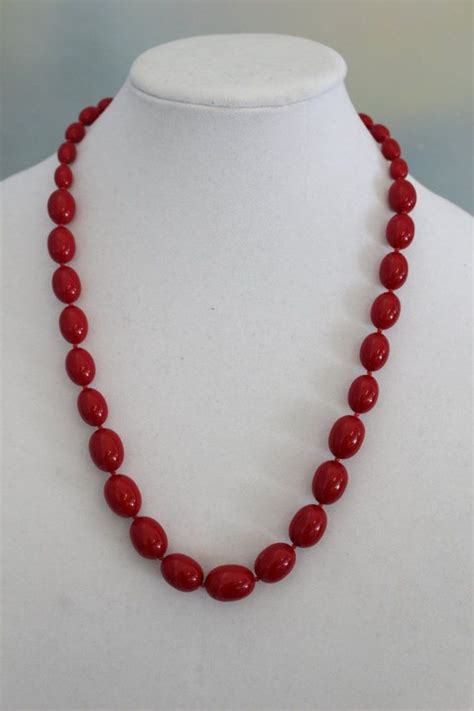 Vintage Trifari Red Lucite Beads Necklace Beaded Necklace Vintage Trifari Necklace Etsy