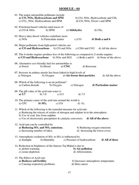 Module 4 Notes MCQ | PDF | Atmosphere Of Earth | N Ox