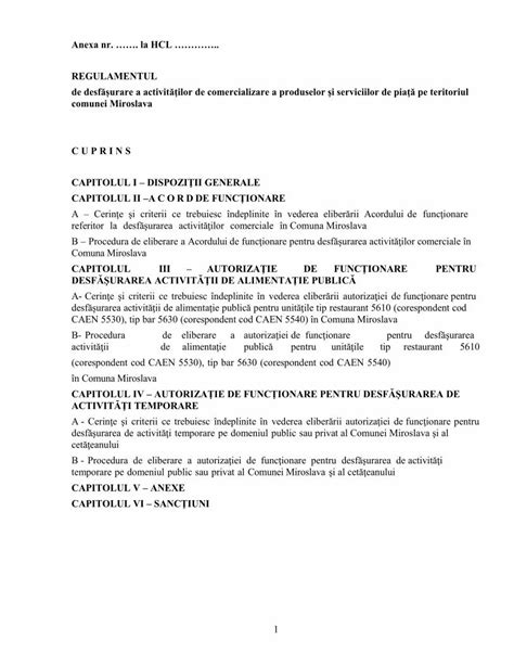 Pdf Anexa Nr La Hcl Regulamentul De Desf Urare A B