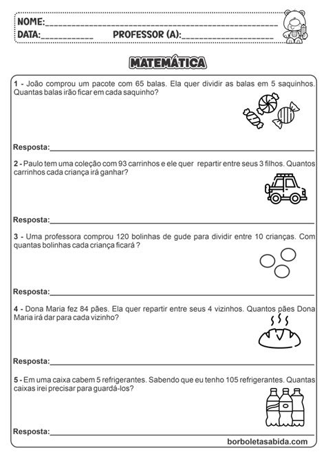 Atividades De Multiplica O E Divis O Ano Para Imprimir