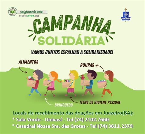 Campanha Solid Ria Para Comunidades Carentes Programa Escola Verde