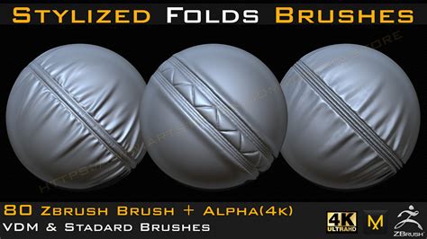 Artstation 80 Stylized Fold And Seam Stitch Brushes And Alpha 4k