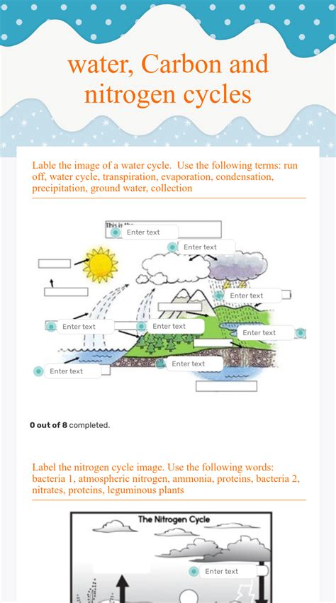 Water Cycle Directions Water Cycle Carbon Cycle Nitrogen Cycle