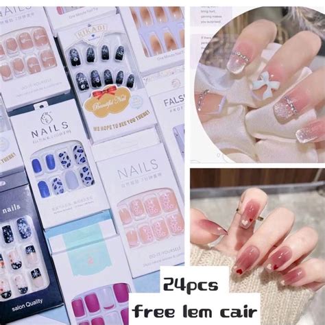 Jual Kuku Palsu Fake False Nails Siap Pakai Christmas Edition Kuku