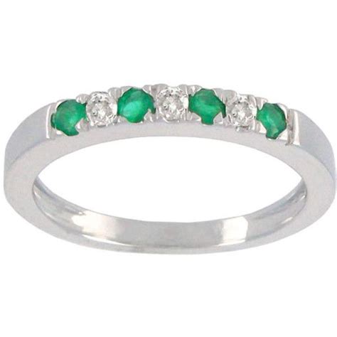 White Gold Emerald & Diamond Band Ring | Boscov's | Diamond bands, Diamond rings bands, Diamond