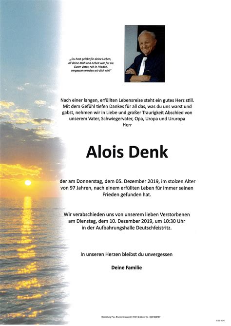 Parte für Alois Denk pax requiem