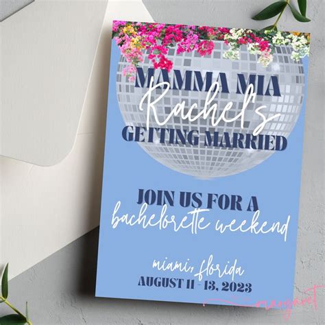 Mamma Mia Bachelorette Invitation Template Last Disco Bachelorette