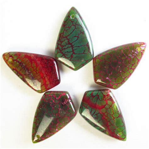 Pcs Red Green Fire Dragon Veins Agate Inverted Triangle Pendant Bead