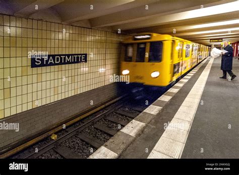 Berlin January St A Train Pulling In To Stadtmitte U Bahn