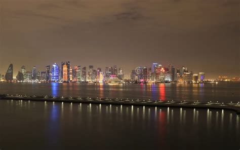 Doha Skyline at Night, Qatar Stock Image - Image of gulf, qatar: 241192963