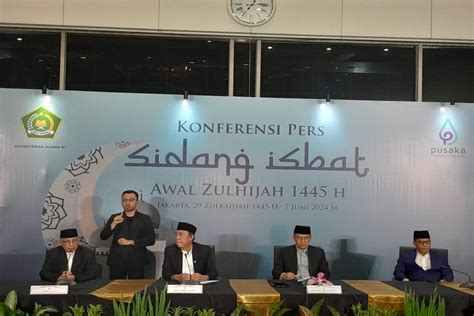 Tok Hasil Sidang Isbat Hari Raya Iduladha H Jatuh Senin Juni