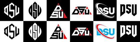 DSU letter logo design in six style. DSU polygon, circle, triangle ...