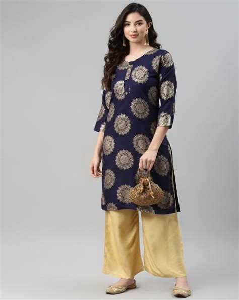 Buy Aarika Women S Navy Blue Color Printed Kurti Online At Best Prices