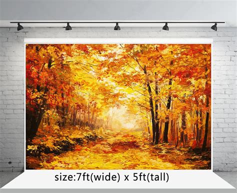 MOHome 7x5ft Golden Autumn Photography Backdrop Forest Fall Scenery