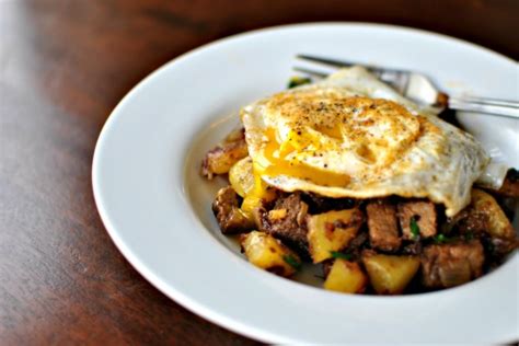 Simply Scratch Fried Egg Topped Prime Rib Breakfast Hash Simply Scratch