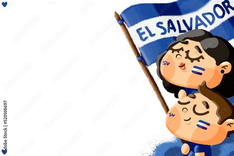 Ilustración infantil de día de la Independencia de El Salvador bandera